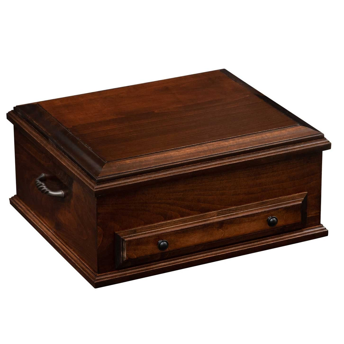 Wood Silverware Flatware Storage Chest Box w/Drawer 12 Settings Brown