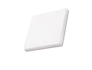 Bright white poly lumber sample square with a smooth clean surface on a white background