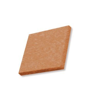 Orange poly lumber sample square with a subtly streaked surface on a plain white background