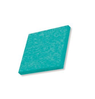 Poly lumber sample square in a bright turquoise aqua with a swirled woodgrain style texture