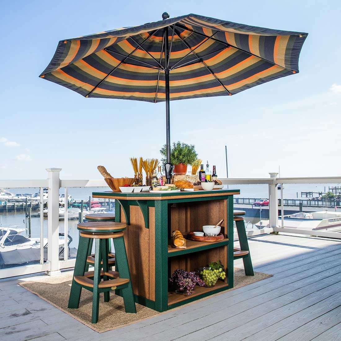 bars with patio umbrellas Wood Patio Bar With Umbrella Amish Poly Summerside Outdoor Patio Bar Island