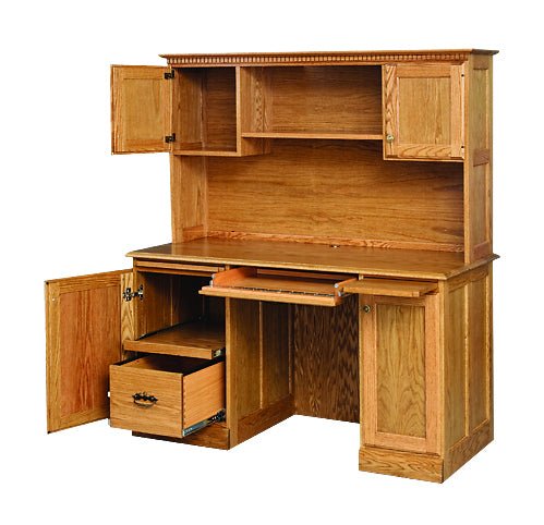 Amish Flat Top Computer Desk with Hutch