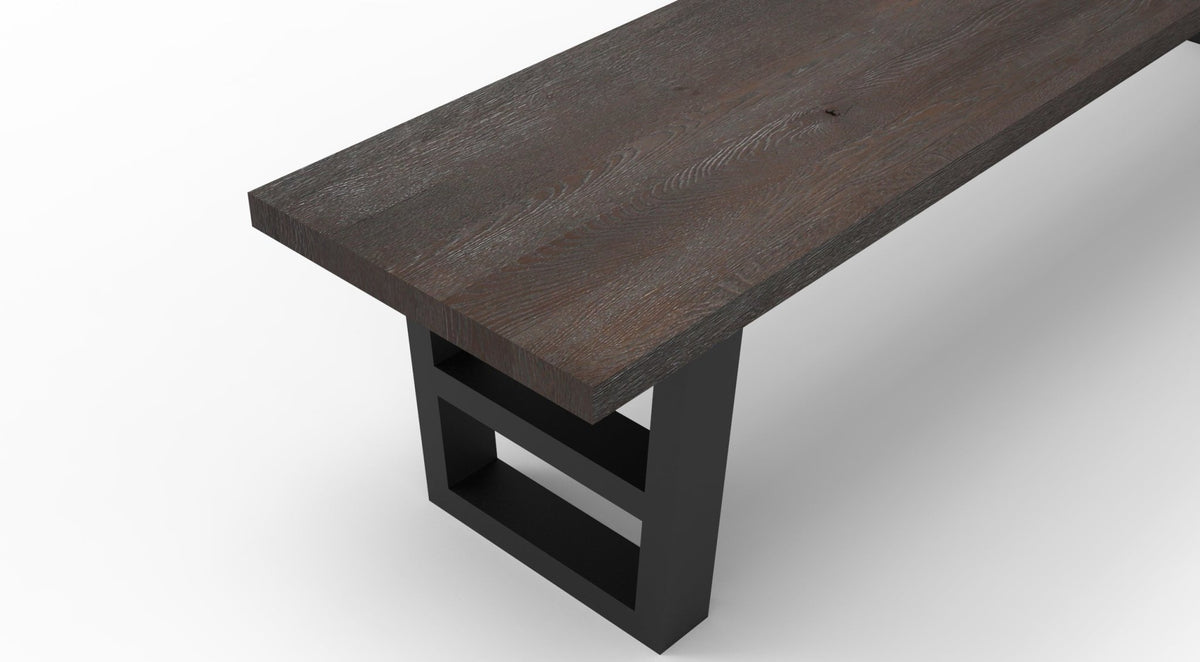 Wallace 84&quot; Oak Dining Bench - Sandblasted Black - snyders.furniture