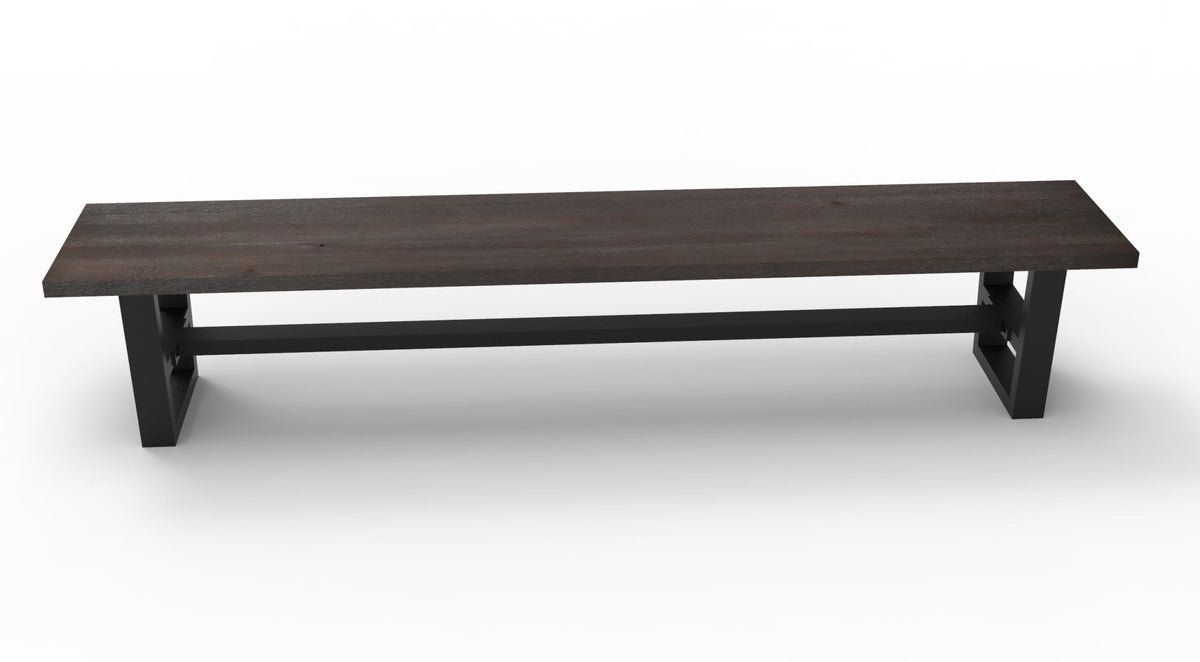 Wallace 96&quot; Oak Dining Bench - Sandblasted Black - snyders.furniture