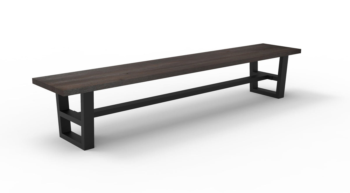 Wallace 96&quot; Oak Dining Bench - Sandblasted Black - snyders.furniture