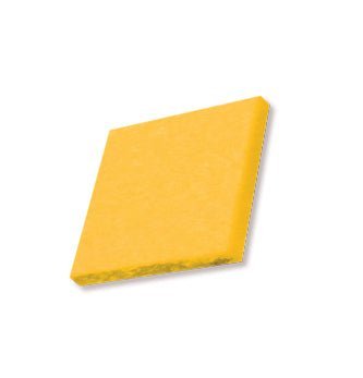 Yellow poly lumber color sample square with a matte speckled surface, shown on a white background
